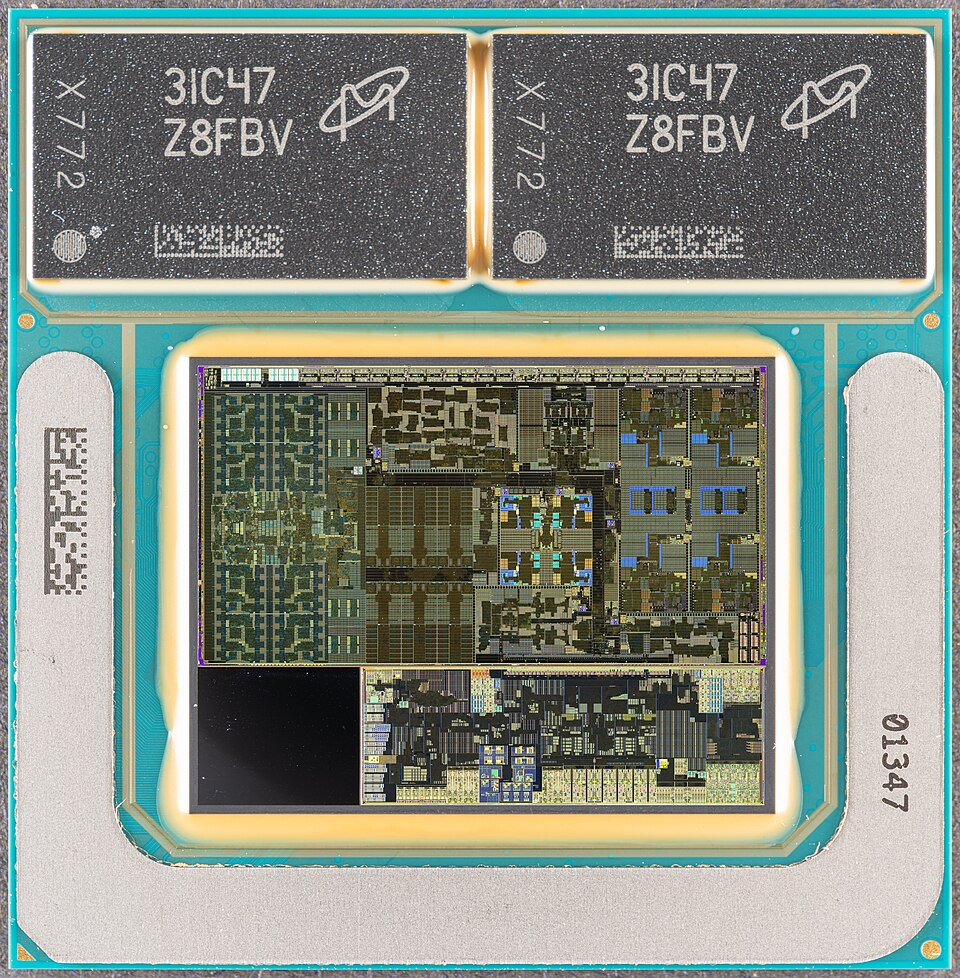 Macro photograph of the Intel Lunar Lake (Core Ultra 200V) processor tiles